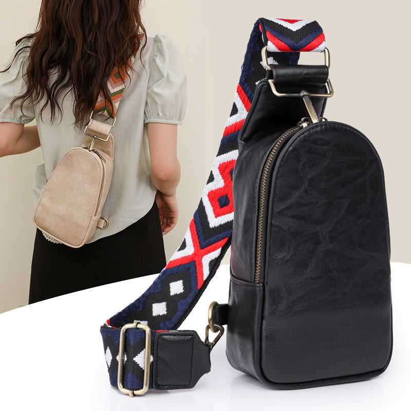 Women Chest Bag Sling Bag, Guitar Strap Small Crossbody PU Leather Satchel Daypack - URBAN METRO