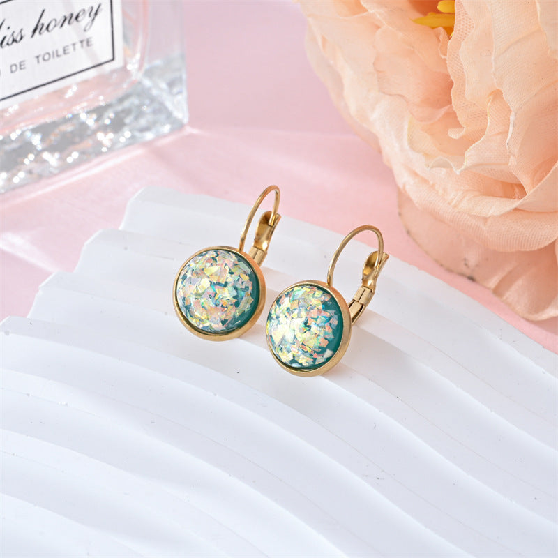 New Sequin Rhinestone Earrings Fashion Stainless Steel Jewelry For Women - URBAN METRO