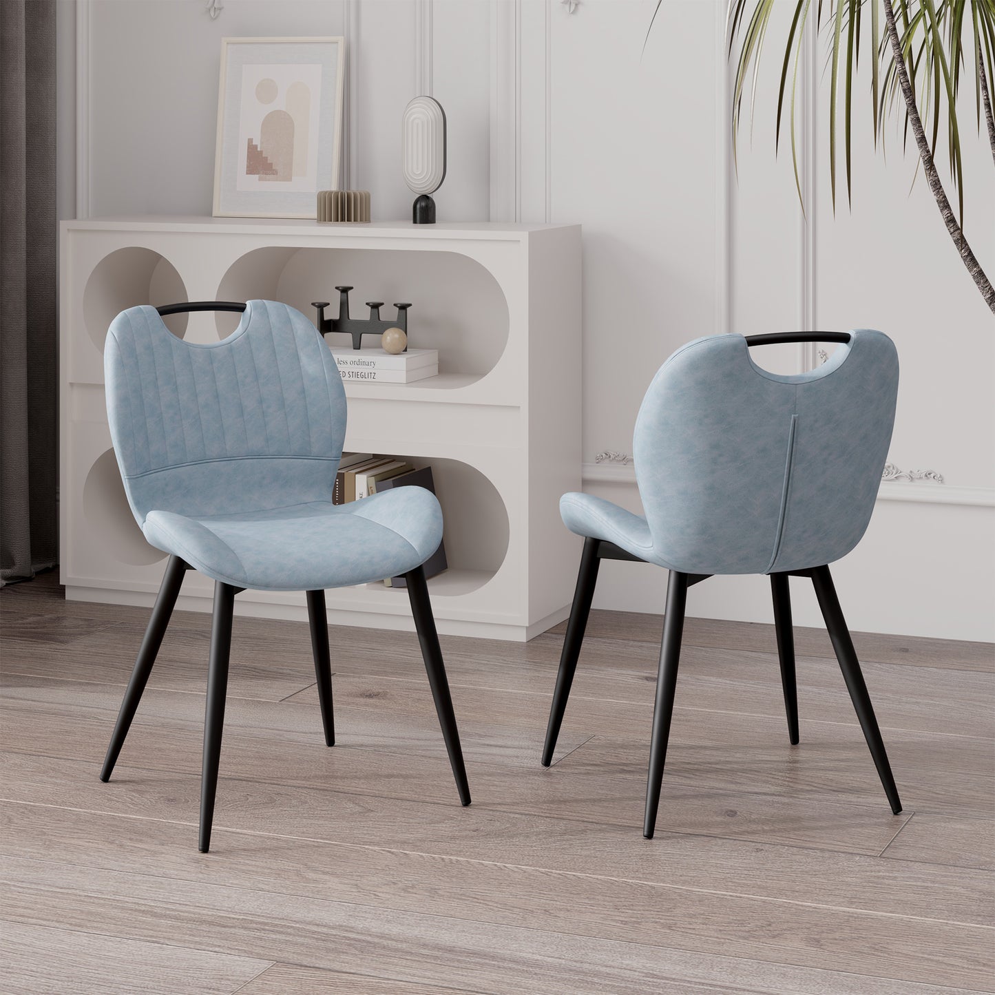 The modern dining chairs are covered by water-resistant quality leather, Armless Design ,Long-lasting Materials - URBAN METRO
