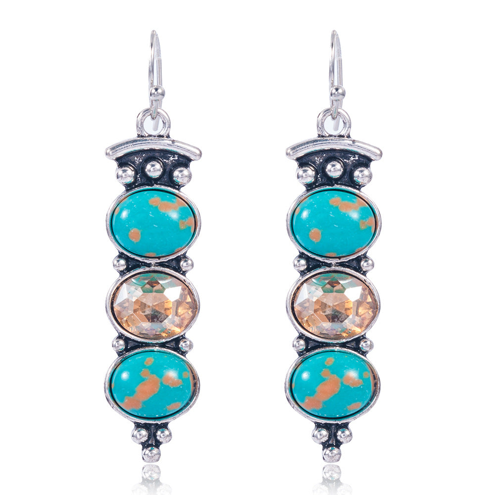 Fashion Creative Plated S925 Vintage Thai Silver Turquoise Earrings - URBAN METRO