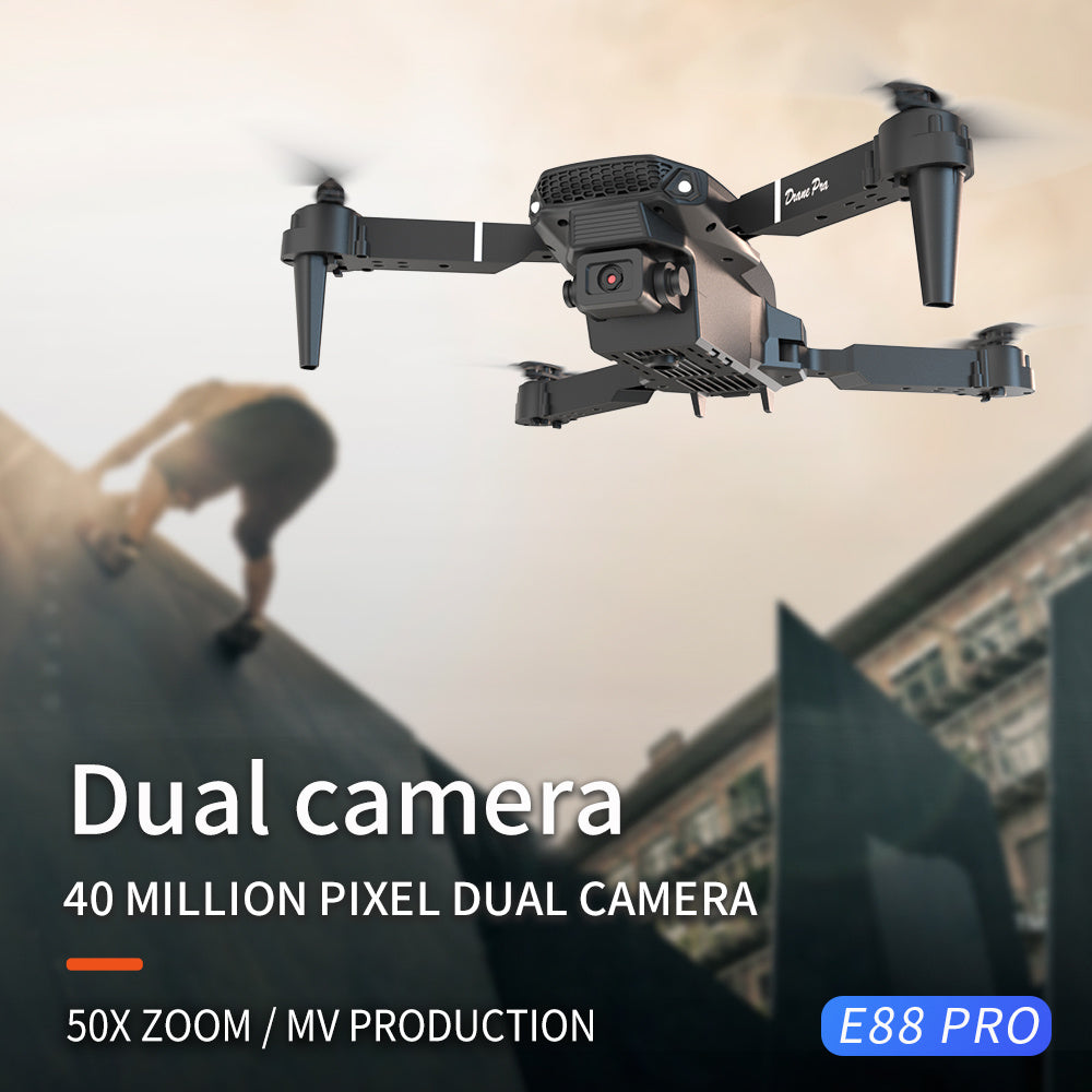 E88 Dual Camera Drone, WiFi FPV Double Folding RC Quadcopter Altitude Hold, Remote Control Toy For Beginners, Ideal Men's Gift For Outdoor Fun, Great For Christmas, Halloween, And Thanksgiving - URBAN METRO