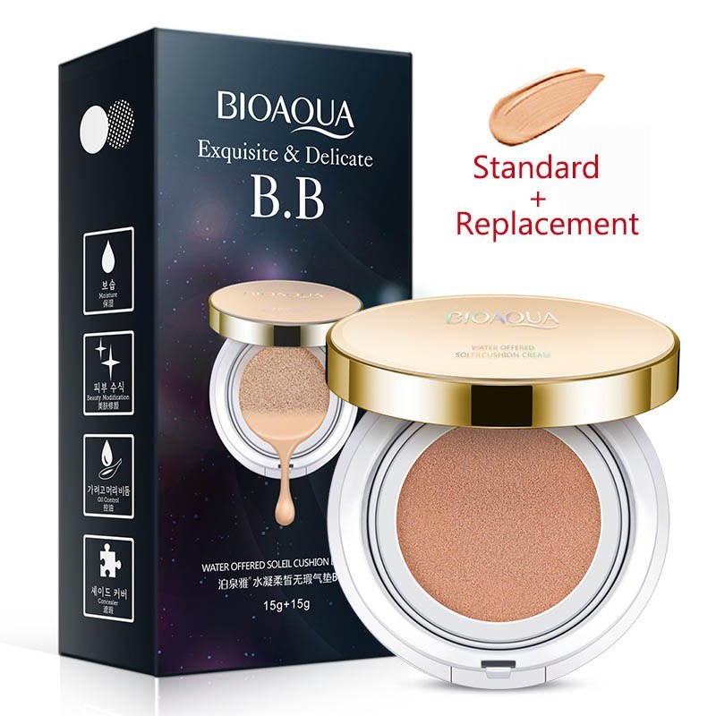 Bioaqua Air Cushion BB Cream 3 Color Concealer Moisturizing Foundation Whitening Flawless Makeup Bare For Face Beauty Makeup - URBAN METRO