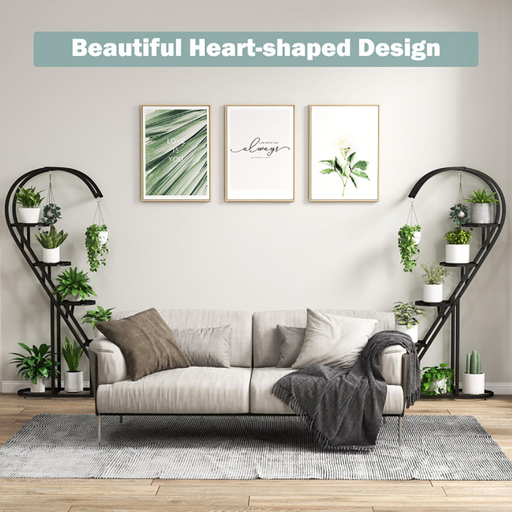 5 Tier Metal Plant Stand With Hanging Hook For Multiple Plants - URBAN METRO