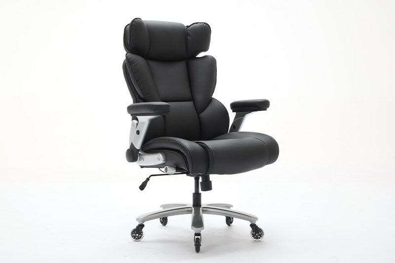 Big And Tall Office Chair 500lbs With Adjustable Lumbar Support, Executive Office Chair With Flip-up Armrest And Wider Seat, Ergonomic Leather Chair Breathable - URBAN METRO