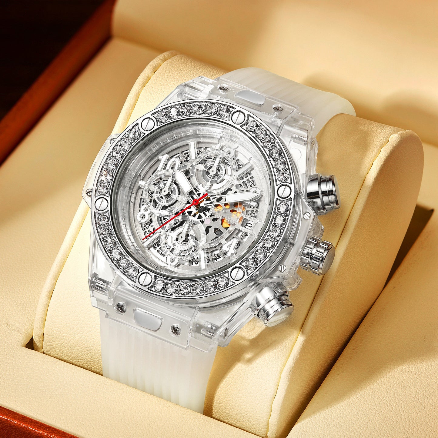 Diamond Inlaid Transparent Quartz Watch Waterproof - URBAN METRO