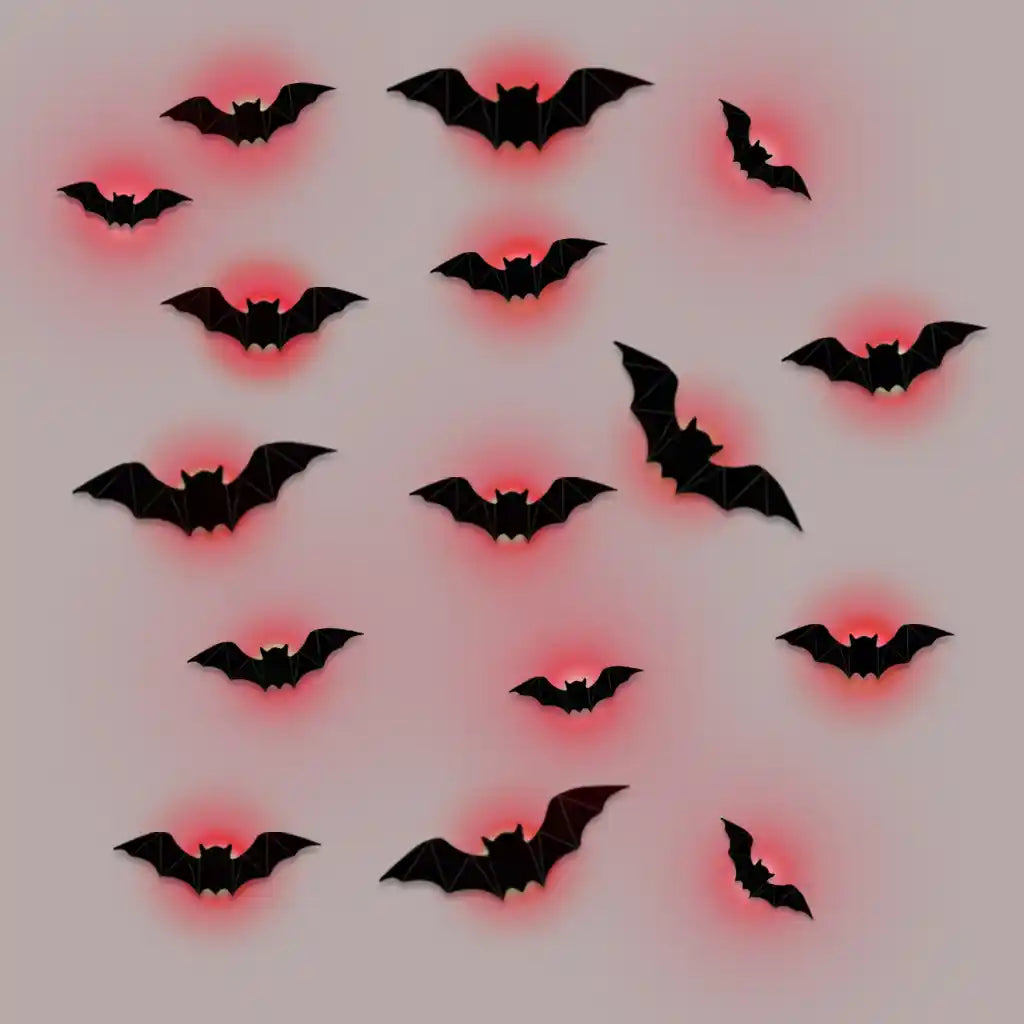 3D Halloween Bat Wall Stickers – Scary Haunted House Decor with Glowing Effect for Party & Home