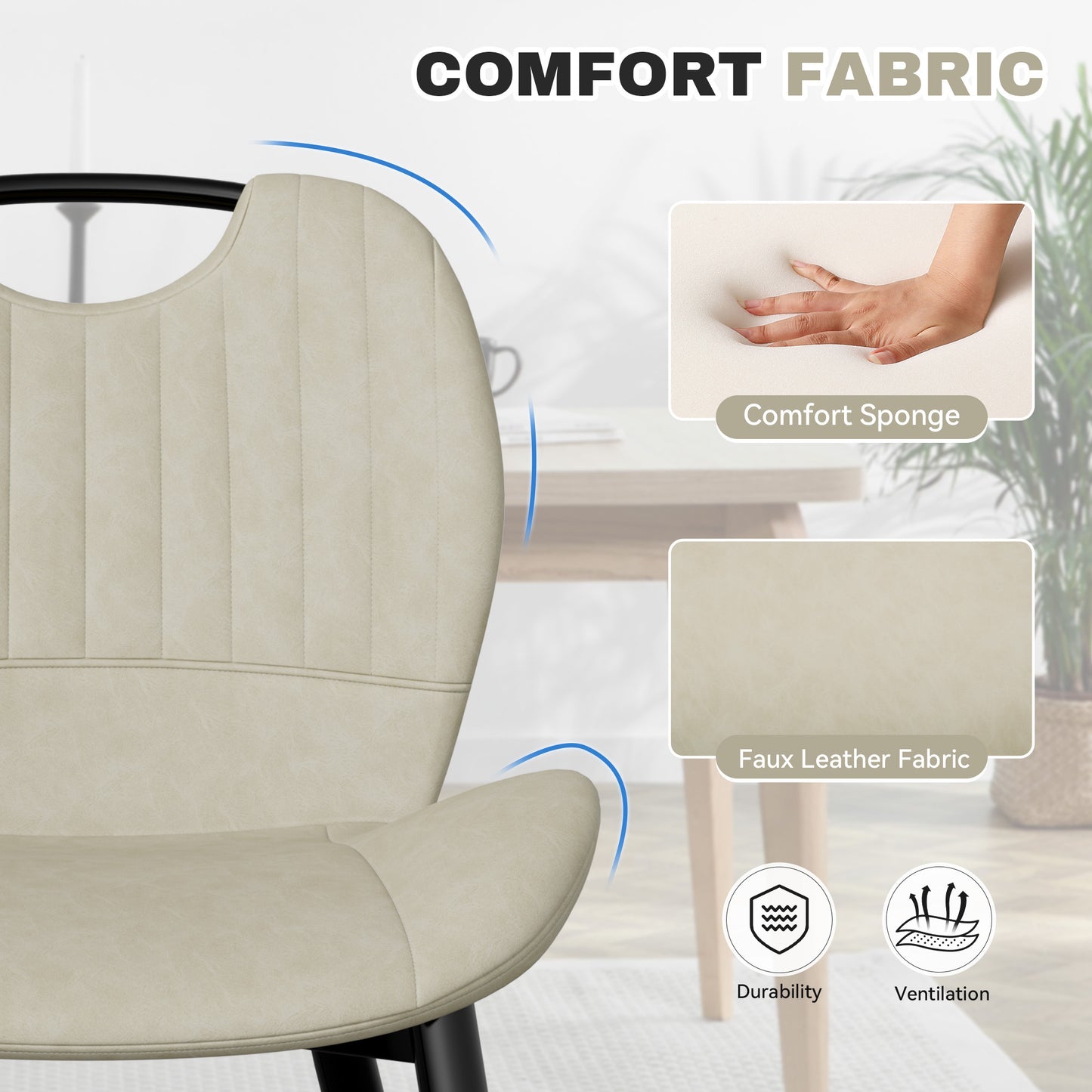 The modern dining chairs are covered by water-resistant quality leather, Armless Design ,Long-lasting Materials - URBAN METRO