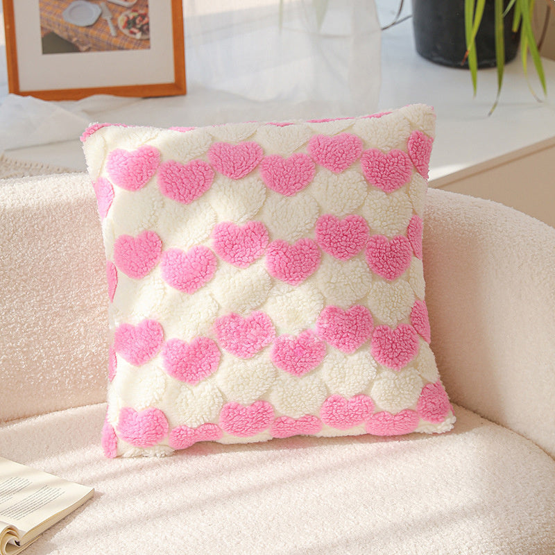 Heart Cute Decorative Valentines Throw Pillow Covers 18x18 Inch, Soft Square Cushion Case,Home Decor For Living Room Couch Bed Sofa, Set Of 2 Pack - URBAN METRO
