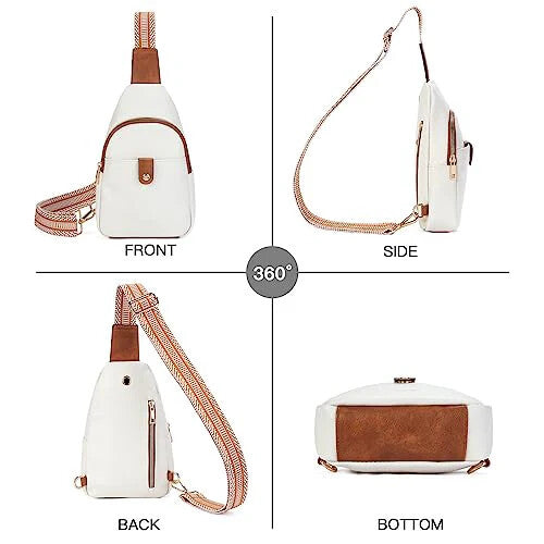 Sling Bag For Women Crossbody Fanny Packs For Women Leather Sling Chest Bag With Adjustable Strap Beige Brown - URBAN METRO