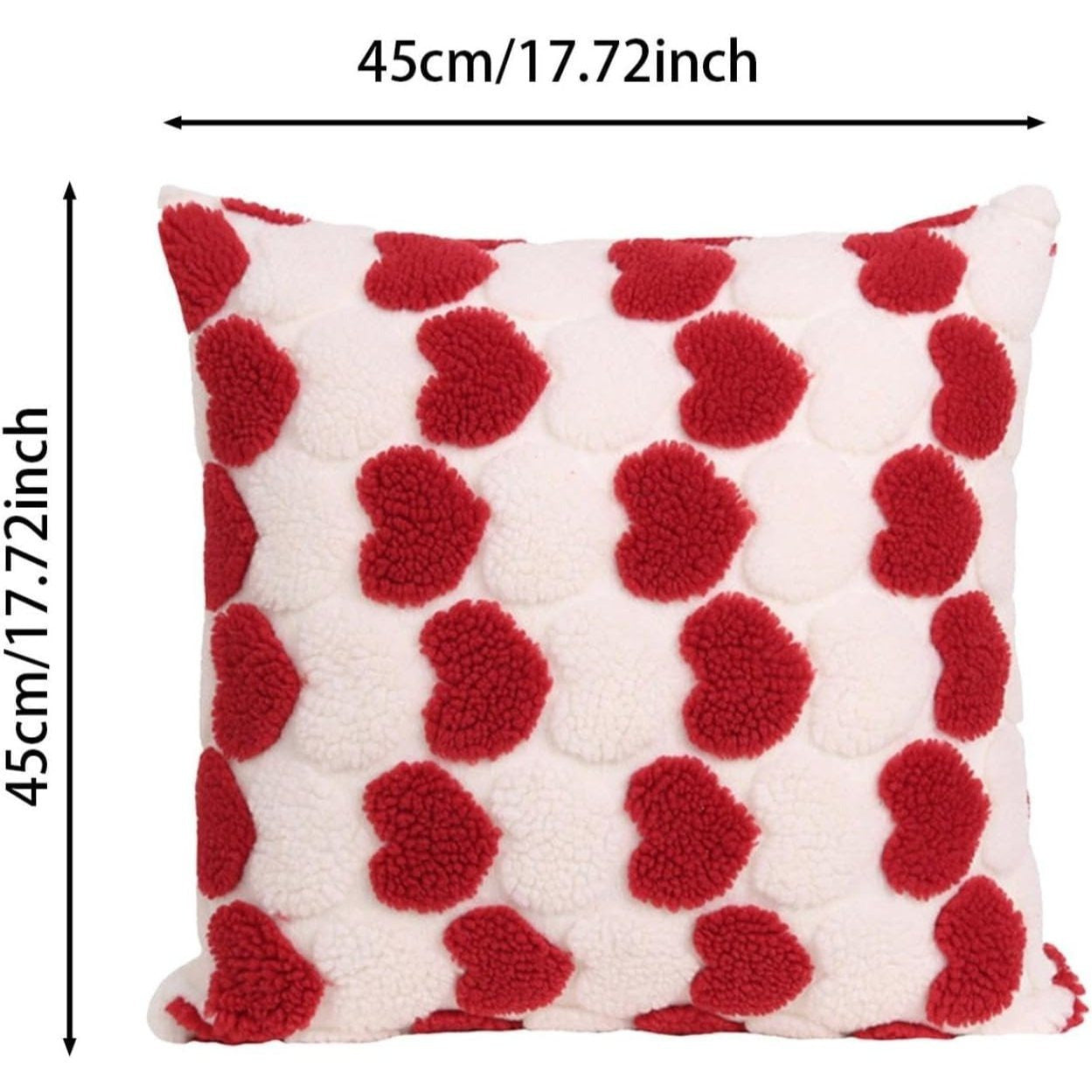 Heart Cute Decorative Valentines Throw Pillow Covers 18x18 Inch, Soft Square Cushion Case,Home Decor For Living Room Couch Bed Sofa, Set Of 2 Pack - URBAN METRO