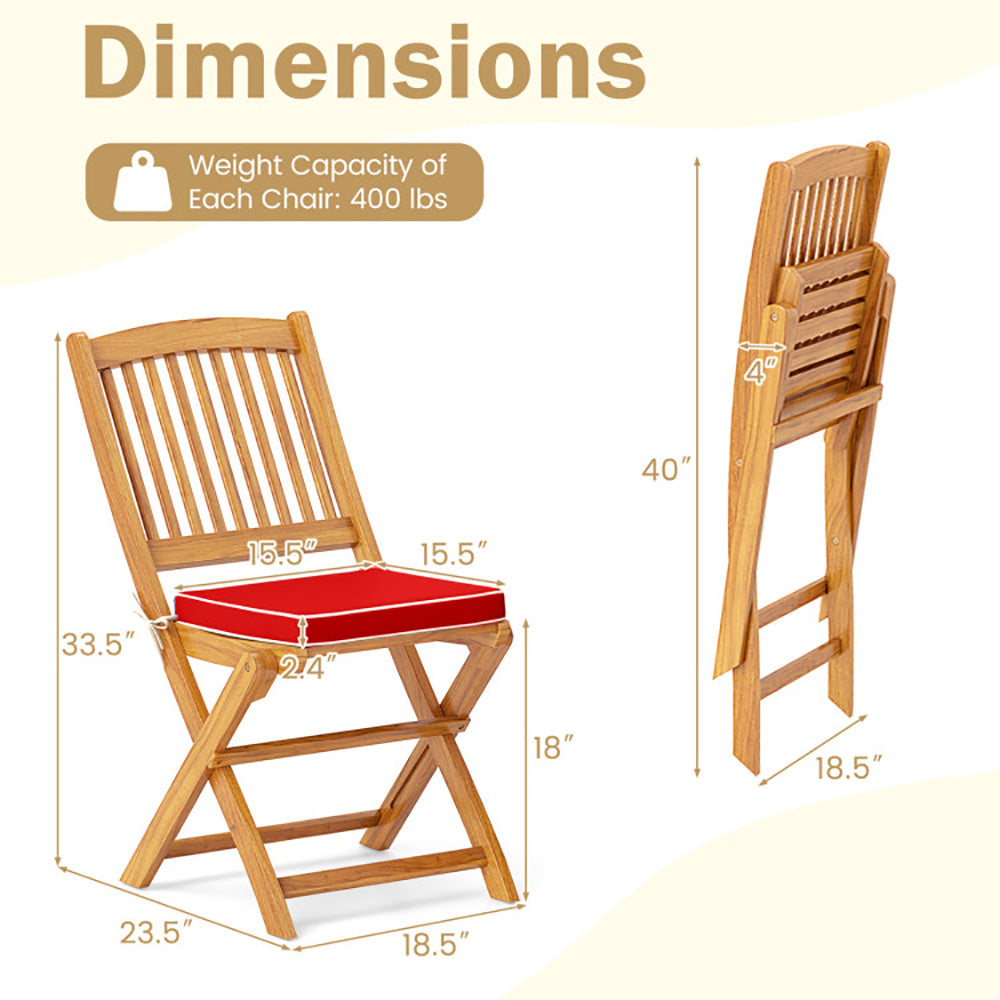 Outdoor Folding Chairs With Seat Cushions Set Of 2 - URBAN METRO