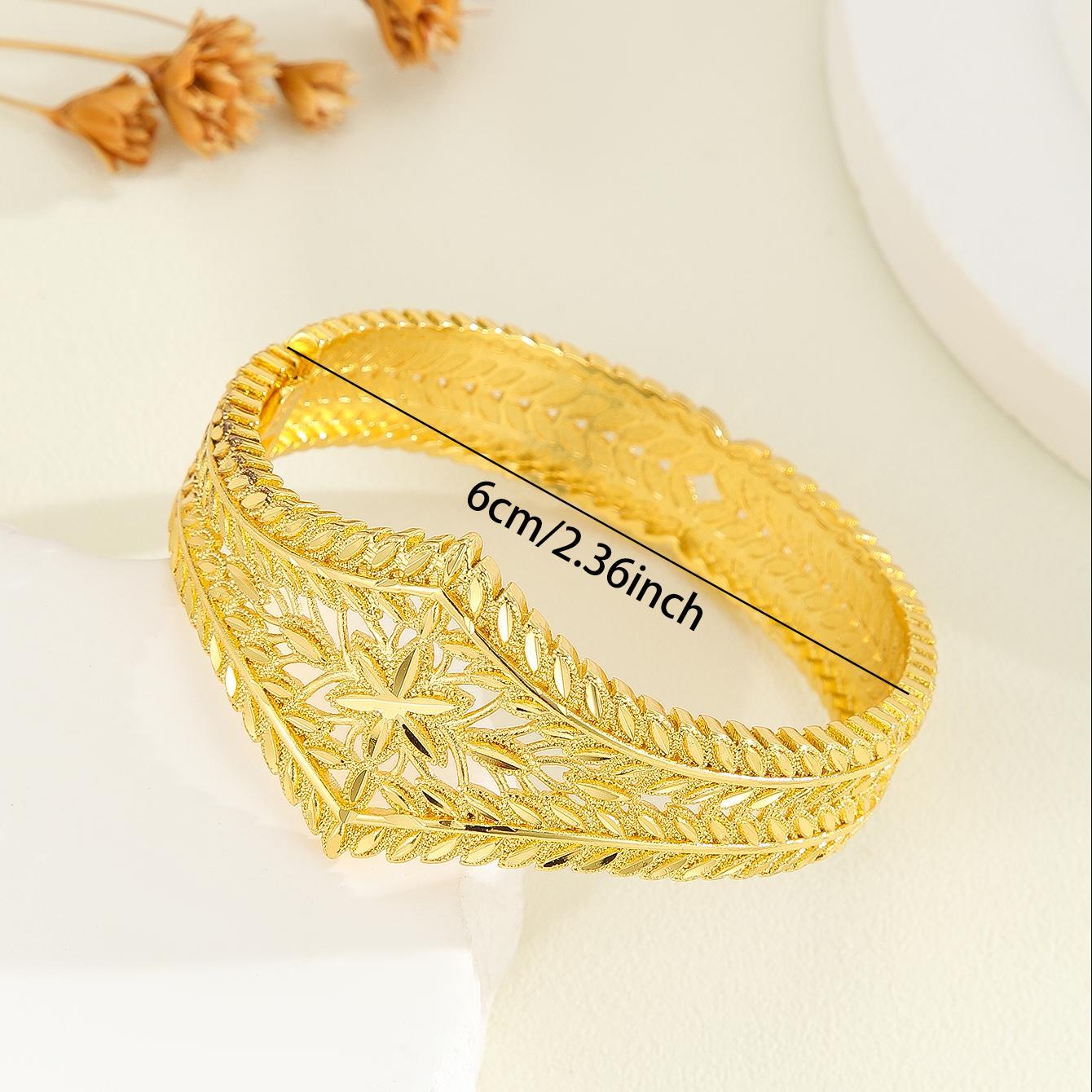 1pcs Fashionable Hollow Leaf Gold Bracelet, Carved Wheat Ear Flower Bracelet - URBAN METRO