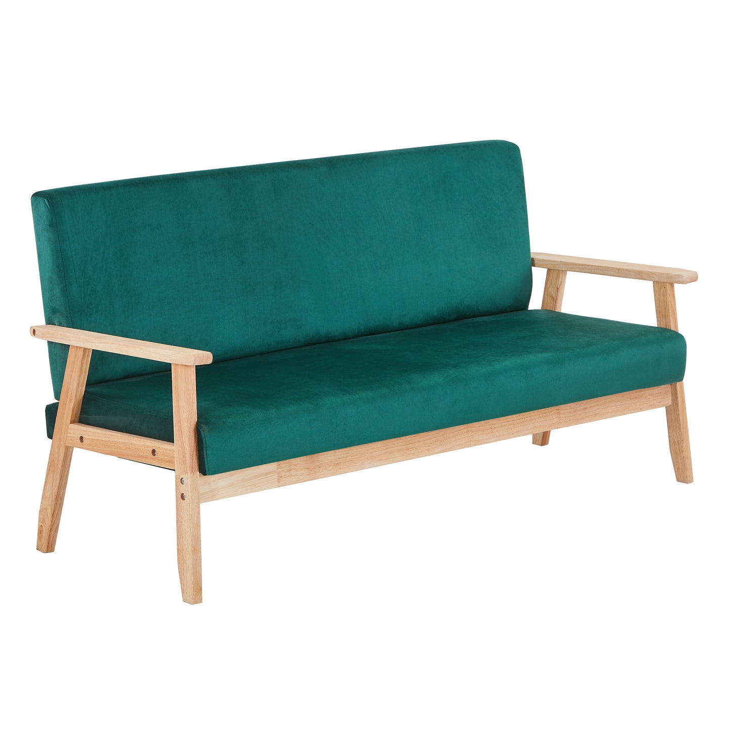 Modern Velvet Loveseat Sofa With Wooden Arms Office Couch 2-3 Seat - URBAN METRO