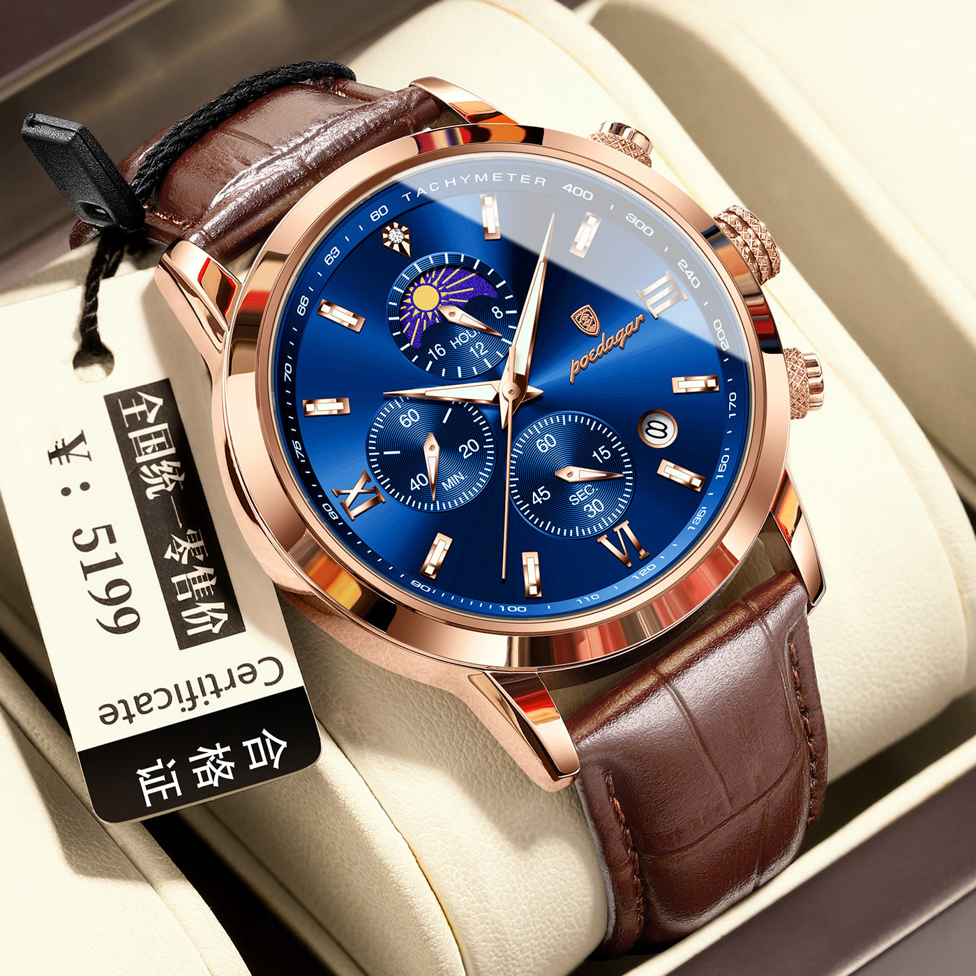 Multi-Function Sports Timing Moon Phase Men's Watch - URBAN METRO