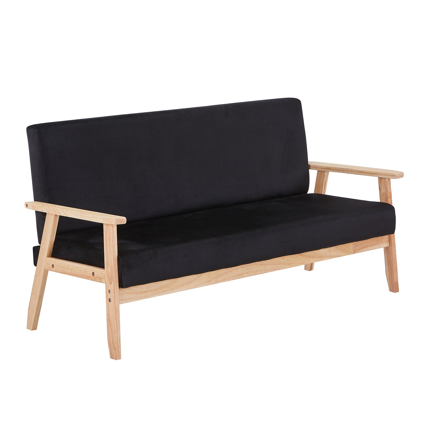 Modern Velvet Loveseat Sofa With Wooden Arms Office Couch 2-3 Seat - URBAN METRO