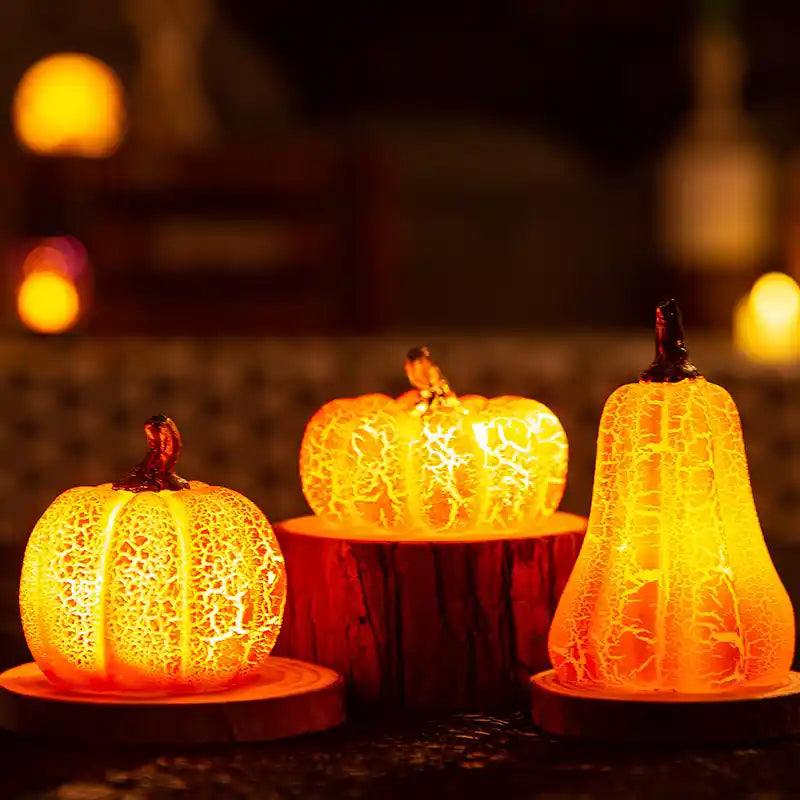 Halloween Pumpkin Lantern – LED Candle Lamp, Resin Simulation Luminous Pumpkin Decor