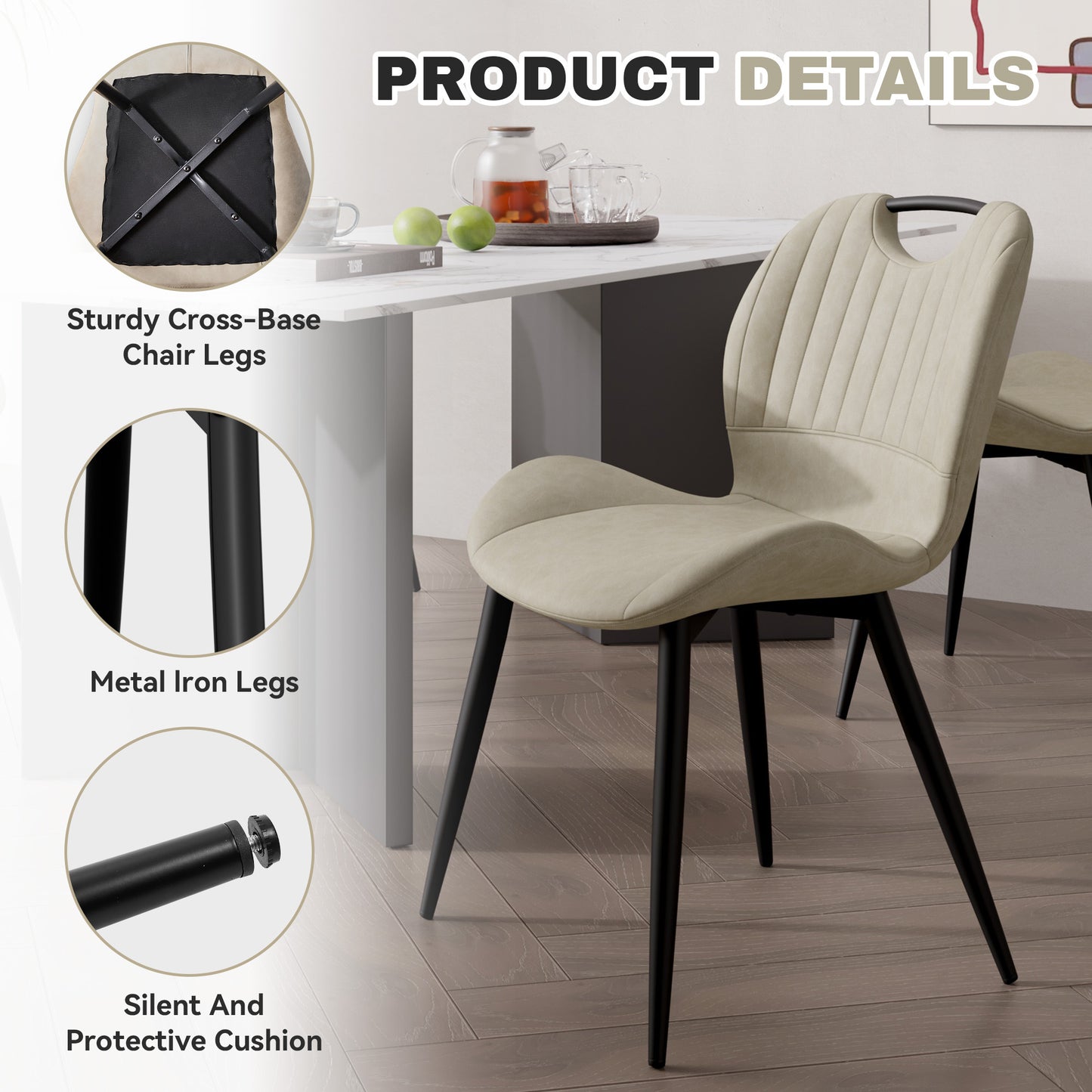 The modern dining chairs are covered by water-resistant quality leather, Armless Design ,Long-lasting Materials - URBAN METRO