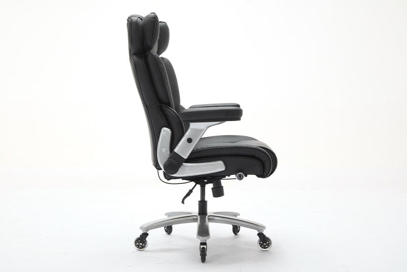 Big And Tall Office Chair 500lbs With Adjustable Lumbar Support, Executive Office Chair With Flip-up Armrest And Wider Seat, Ergonomic Leather Chair Breathable - URBAN METRO