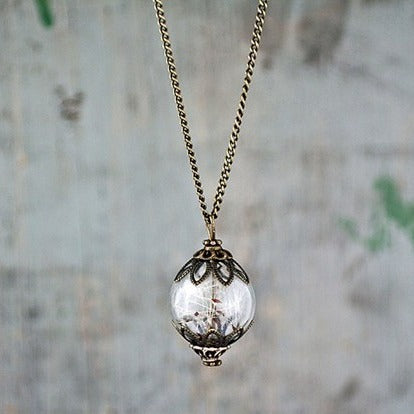 Vintage Handmade Fashion Dandelion Seed Glass Necklace - URBAN METRO