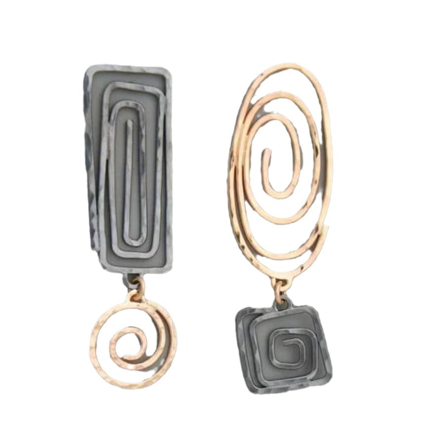 Vintage Bohemian Oval Back Hollow Mosaic Pendant Earrings For Women - URBAN METRO