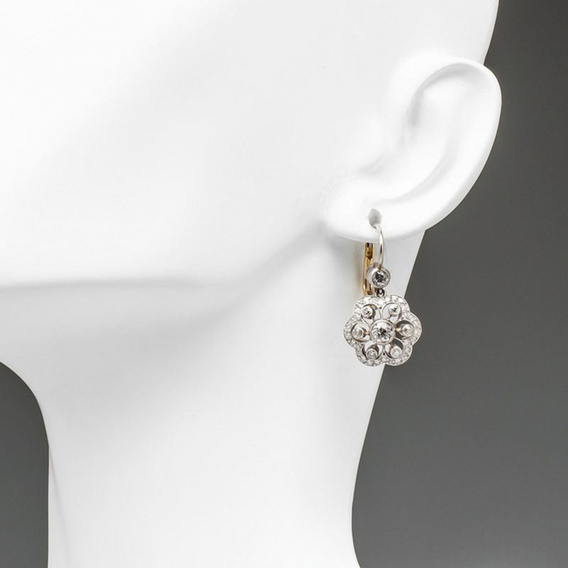Fashion Two-tone Flower Drop Exquisite Gorgeous Diamond Earrings - URBAN METRO