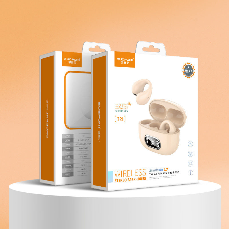 Ear-clip Real Wireless Digital Display Stereo Charging Warehouse Bluetooth Headset - URBAN METRO