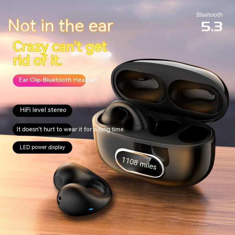 Ear-clip Real Wireless Digital Display Stereo Charging Warehouse Bluetooth Headset - URBAN METRO