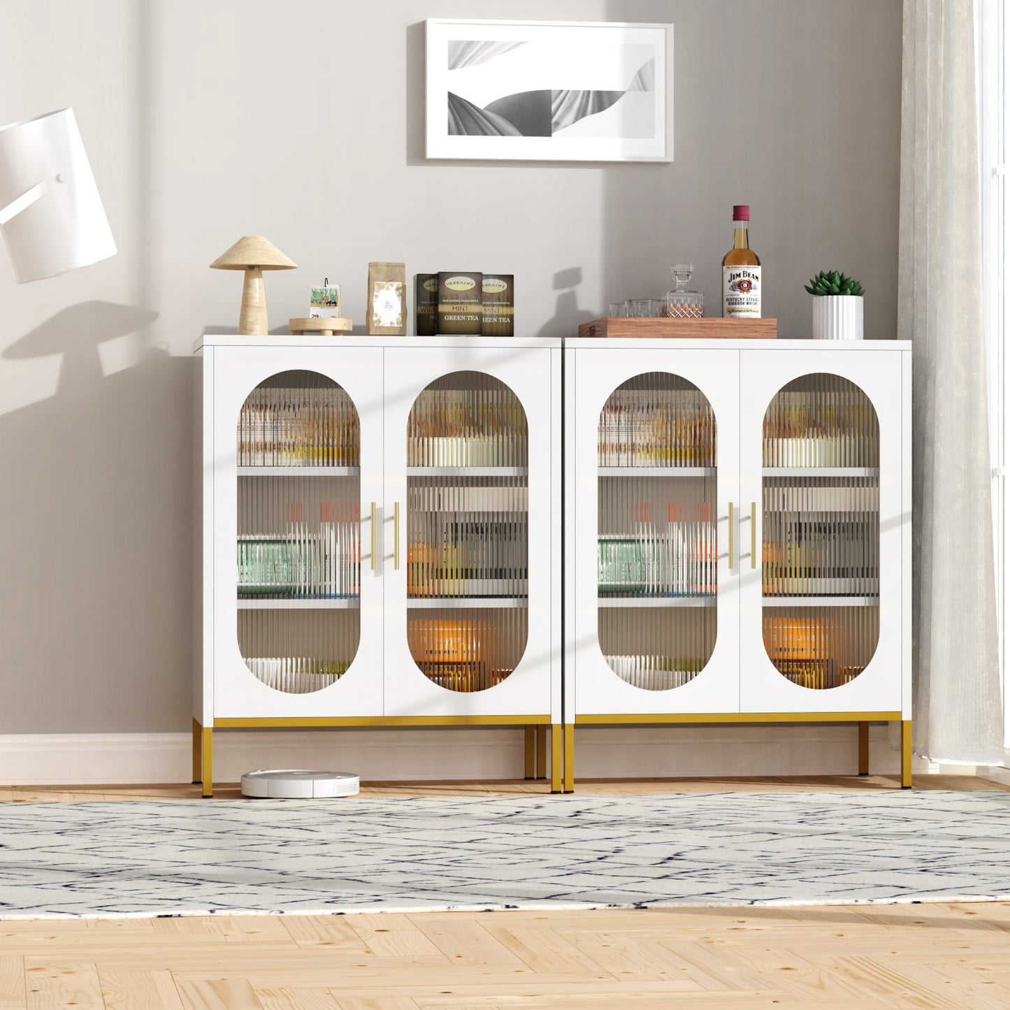 Fluted Glass 2-Door Cabinet - URBAN METRO
