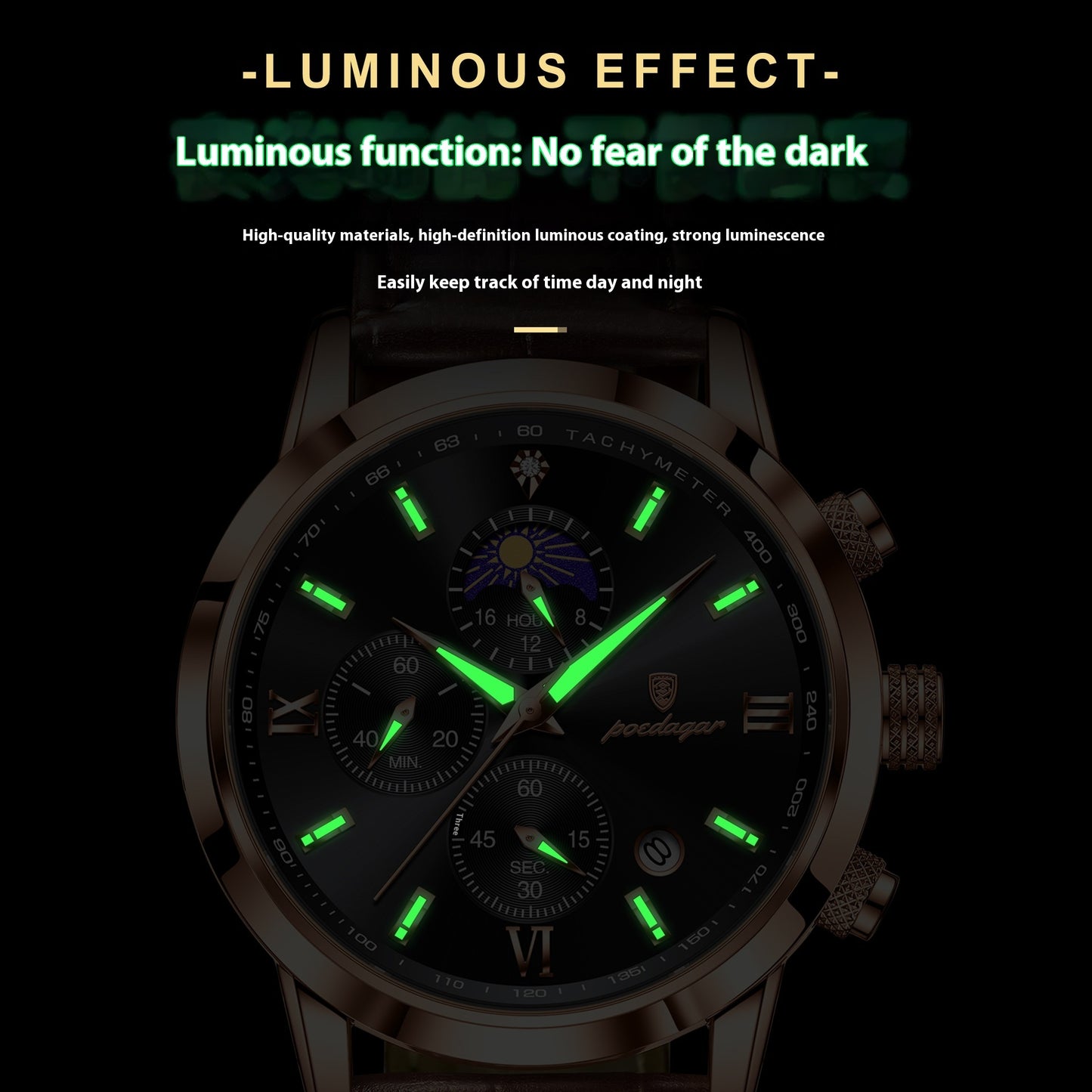 Multi-Function Sports Timing Moon Phase Men's Watch - URBAN METRO