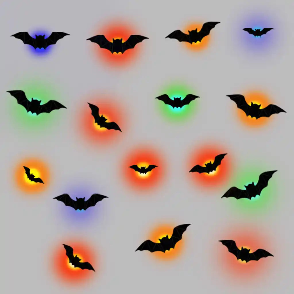 3D Halloween Bat Wall Stickers – Scary Haunted House Decor with Glowing Effect for Party & Home