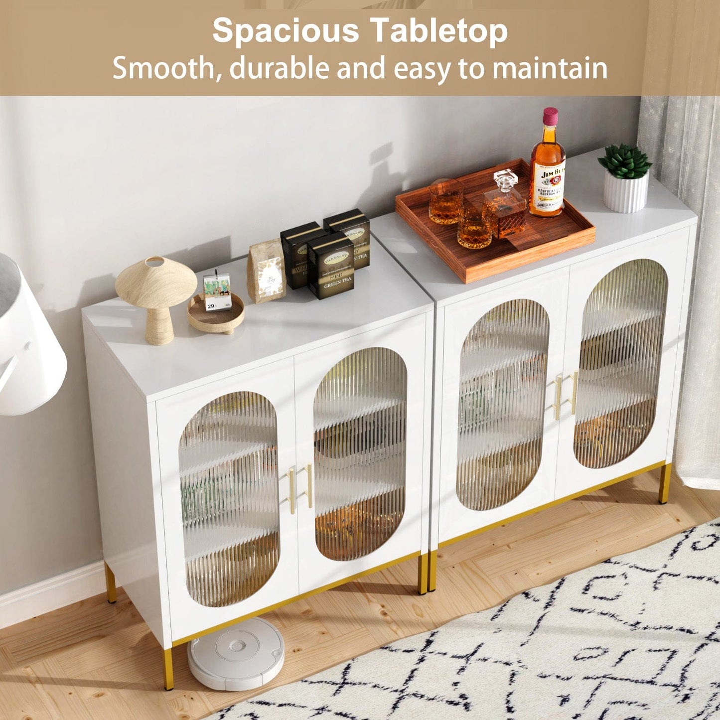Fluted Glass 2-Door Cabinet - URBAN METRO
