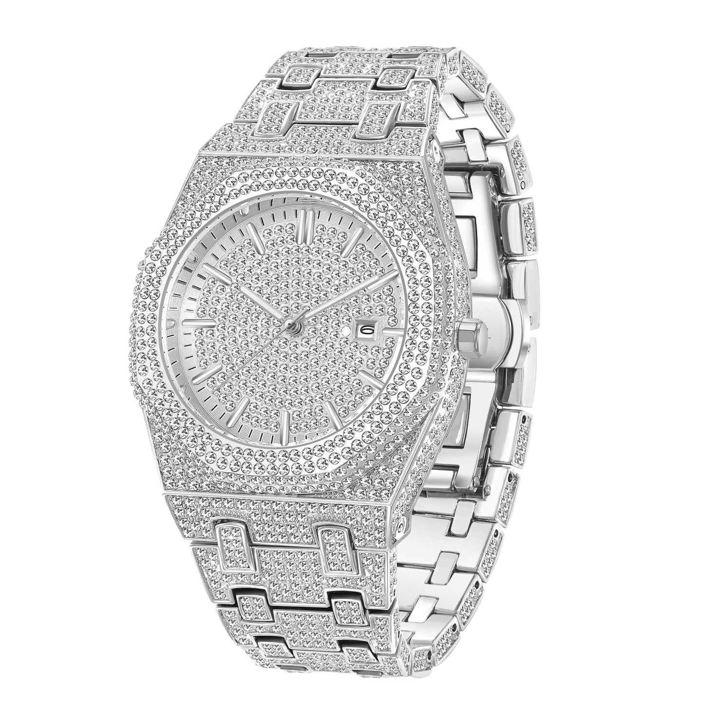 European Hip Hop Full Diamond Arabic Scale Niche Quartz Men's Watch - URBAN METRO