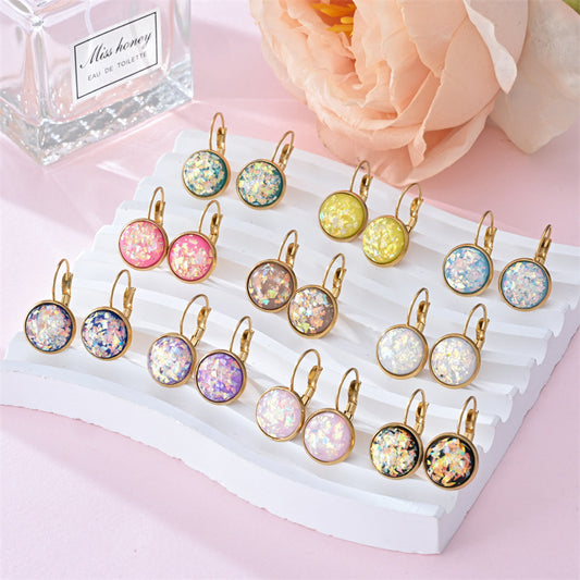 New Sequin Rhinestone Earrings Fashion Stainless Steel Jewelry For Women - URBAN METRO