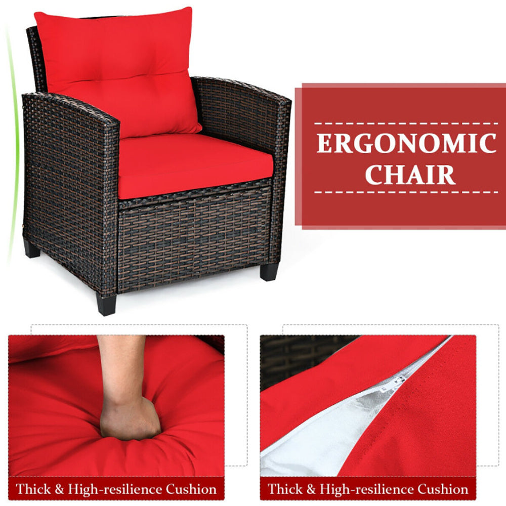 3 Pieces Rattan Patio Furniture Set With Washable Cushion - URBAN METRO