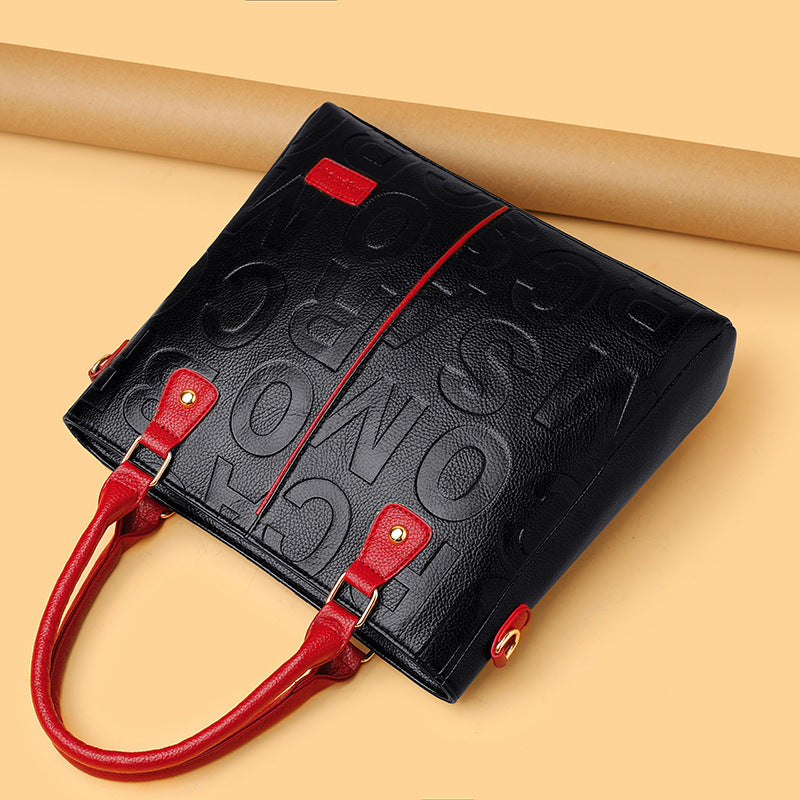 Women's Large Capacity Leather Printing Shoulder Bag - URBAN METRO