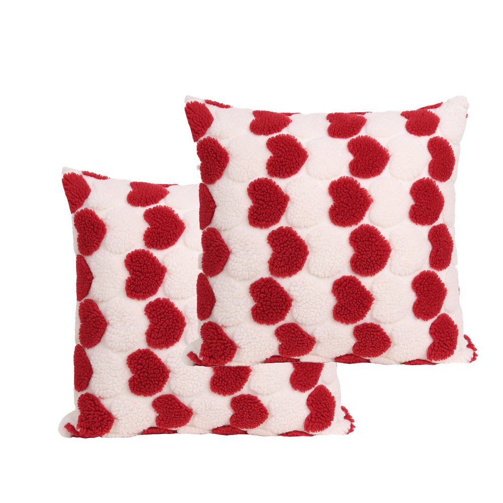 Heart Cute Decorative Valentines Throw Pillow Covers 18x18 Inch, Soft Square Cushion Case,Home Decor For Living Room Couch Bed Sofa, Set Of 2 Pack - URBAN METRO