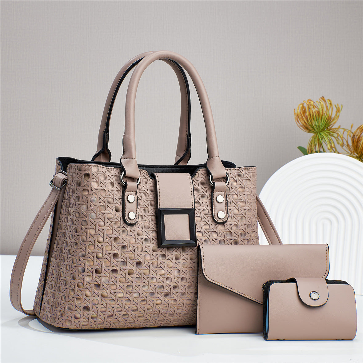 Three-piece Textured Large Capacity Women's One Shoulder Crossbody Bag - URBAN METRO