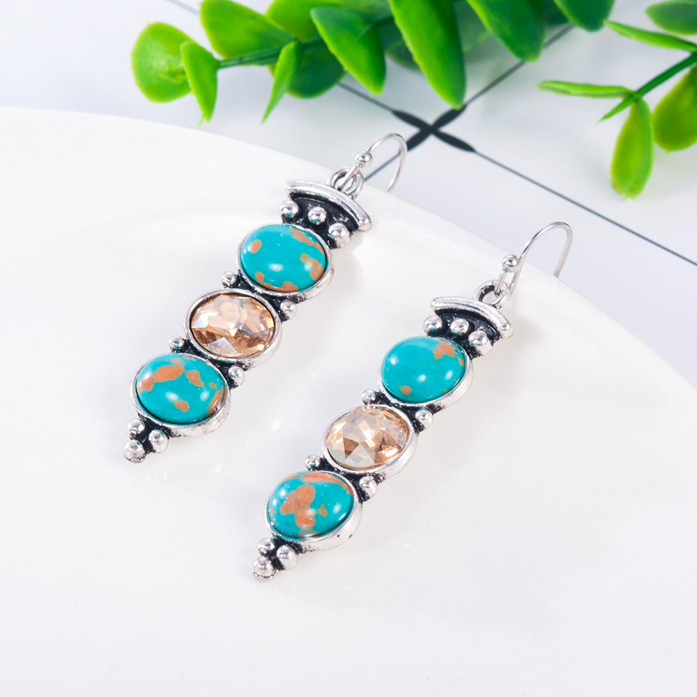 Fashion Creative Plated S925 Vintage Thai Silver Turquoise Earrings - URBAN METRO