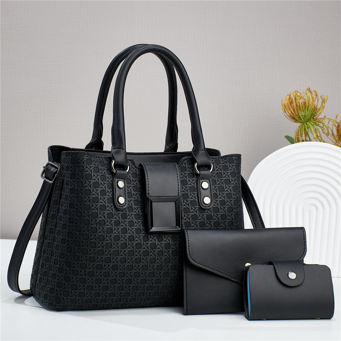 Three-piece Textured Large Capacity Women's One Shoulder Crossbody Bag - URBAN METRO