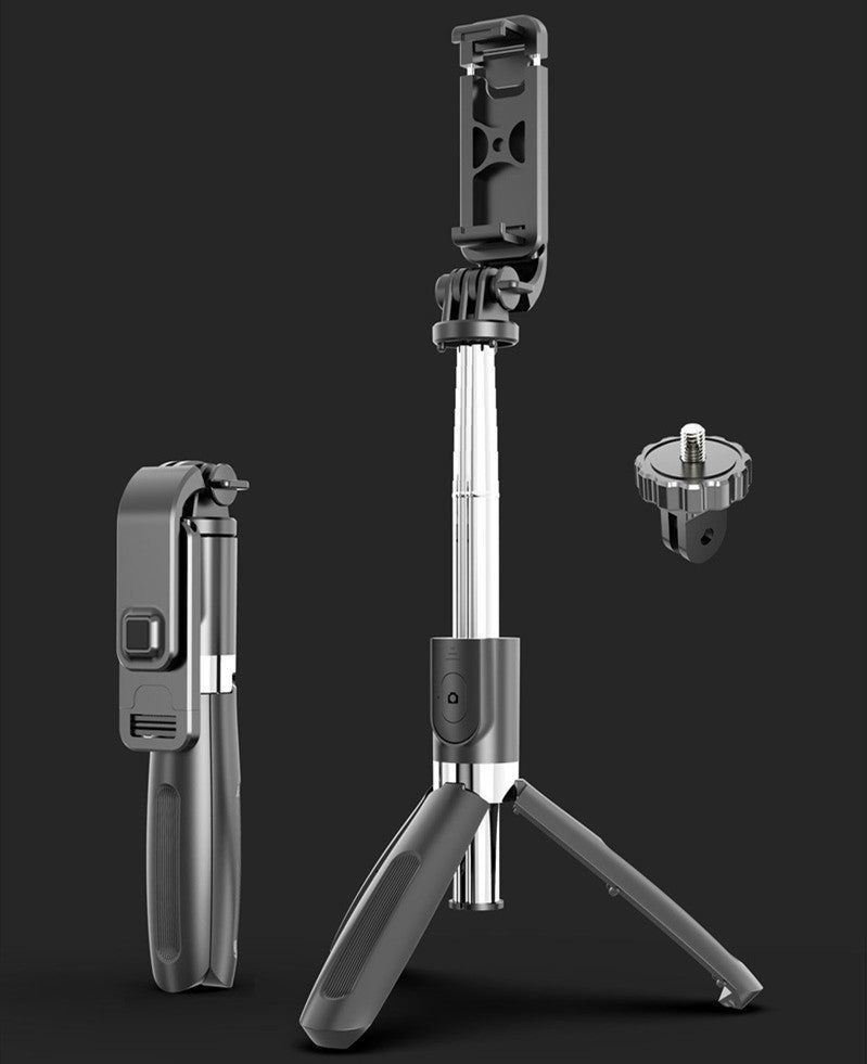 Compatible with Apple, Tripod Selfie Stick Mobile Universal Live Triangle Bracket One Bluetooth Selfie Artifact - URBAN METRO