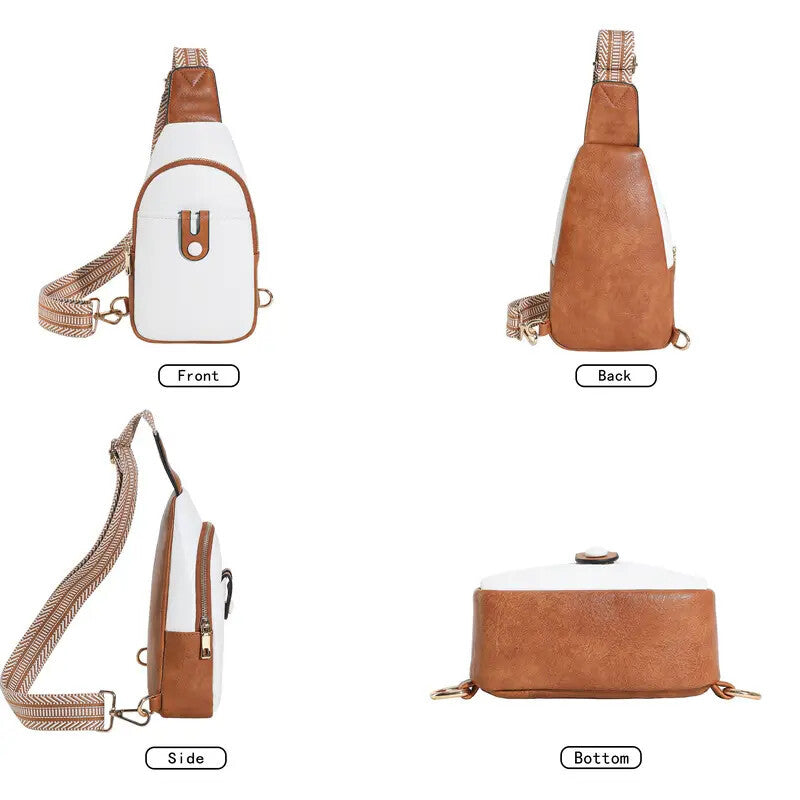 Sling Bag For Women Crossbody Fanny Packs For Women Leather Sling Chest Bag With Adjustable Strap Beige Brown - URBAN METRO