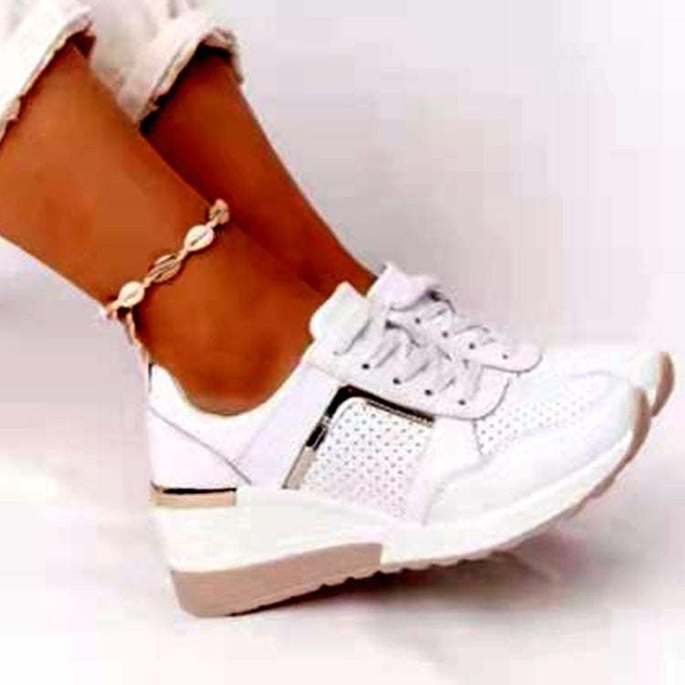 Sneakers Platform Wedge Heel Casual Shoes Lace-up Mesh Sneakers - URBAN METRO