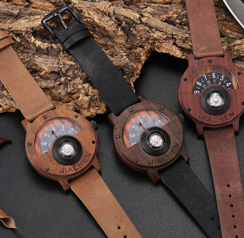 Multifunctional Compass Wood Watch Outdoor Sports Watch - URBAN METRO