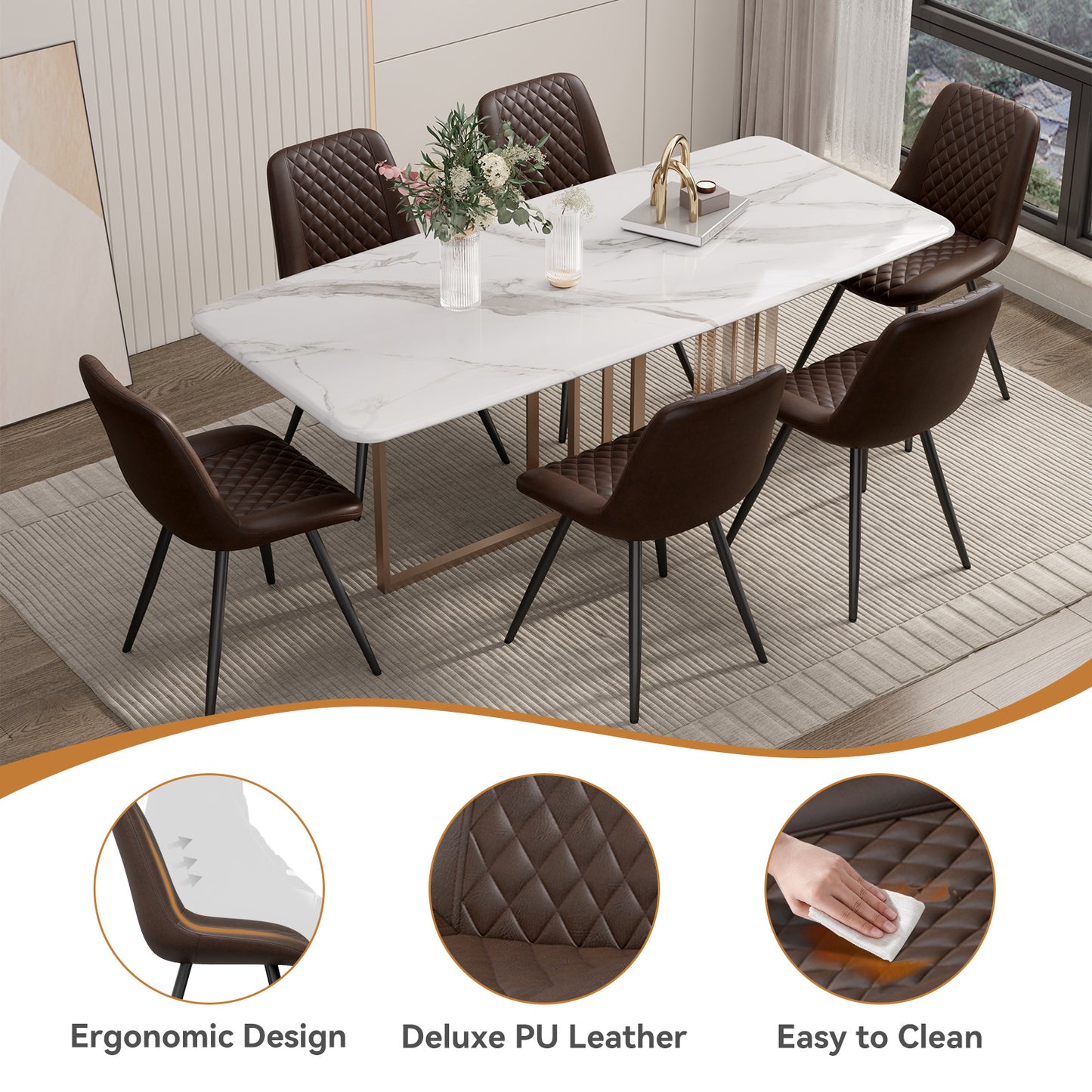 PU leather dining chairs,kitchen, living room, bedroom. - URBAN METRO