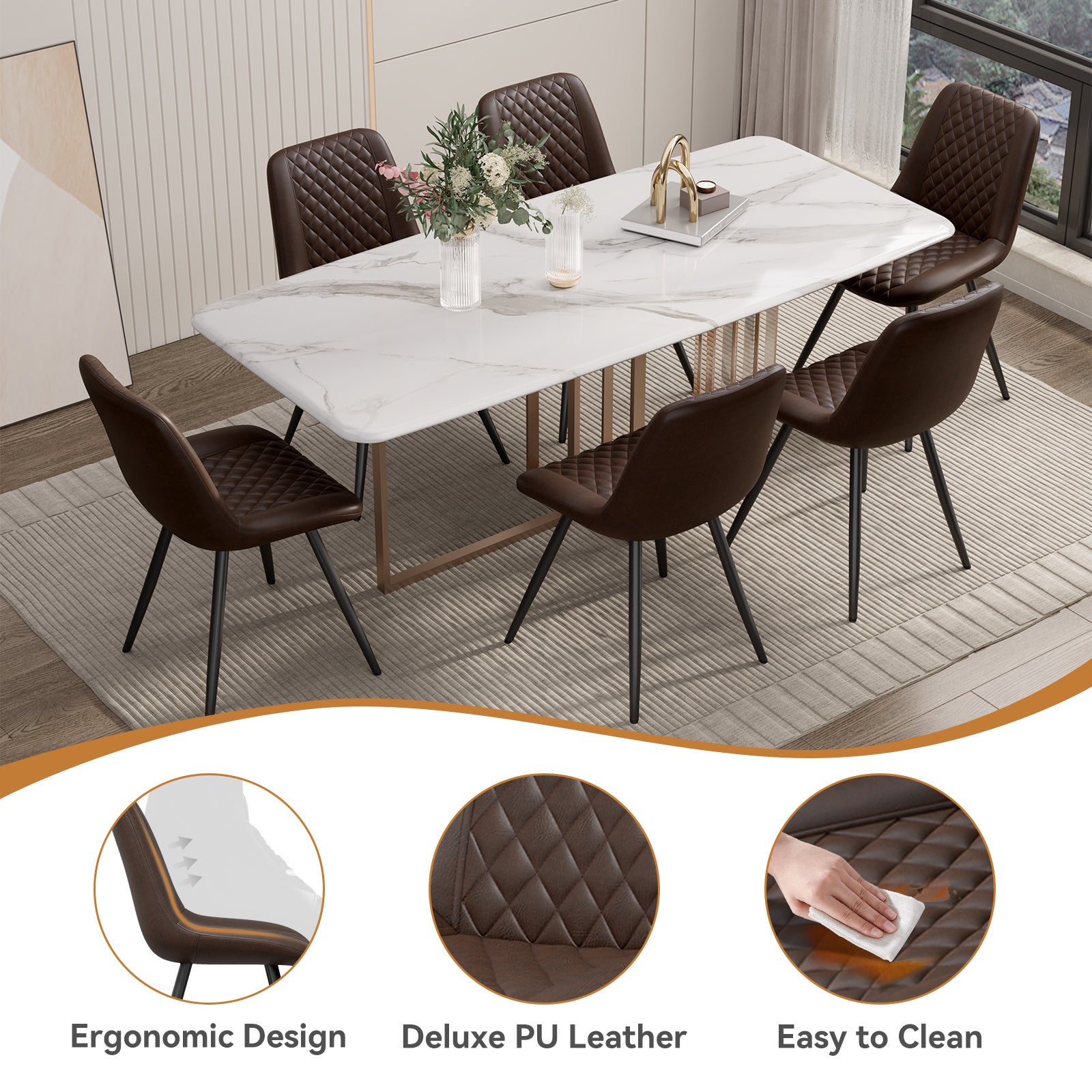 PU leather dining chairs,kitchen, living room, bedroom. - URBAN METRO