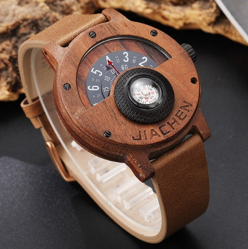 Multifunctional Compass Wood Watch Outdoor Sports Watch - URBAN METRO