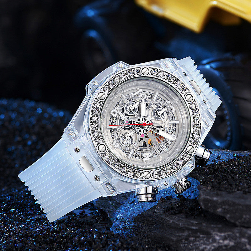 Diamond Inlaid Transparent Quartz Watch Waterproof - URBAN METRO