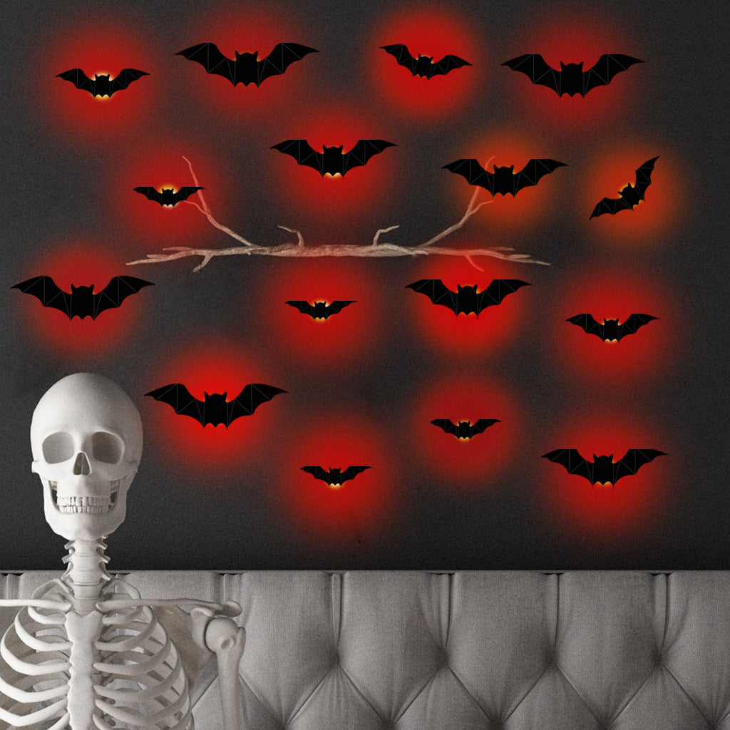 3D Halloween Bat Wall Stickers – Scary Haunted House Decor with Glowing Effect for Party & Home