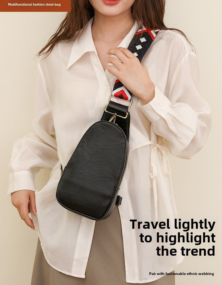 Women Chest Bag Sling Bag, Guitar Strap Small Crossbody PU Leather Satchel Daypack - URBAN METRO