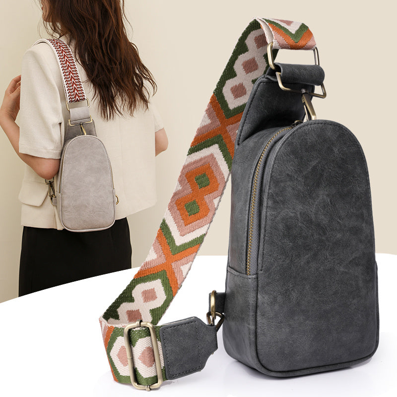 Women Chest Bag Sling Bag, Guitar Strap Small Crossbody PU Leather Satchel Daypack - URBAN METRO